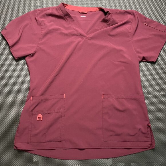 Large Top/Bottom Carhartt Womens Maroon Scrub Set - Picture 5 of 8